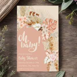 Invitación Ducha Floral Boho Pampas