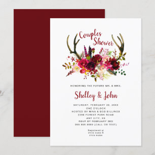 Invitación Ducha floral de los pares de Borgoña de la asta