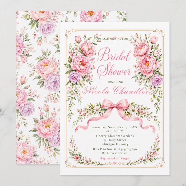 Invitación Ducha Floral de Novia (Anverso / Reverso)