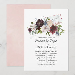 Invitación Ducha floral de novia en Borgoña y Rubor por corre