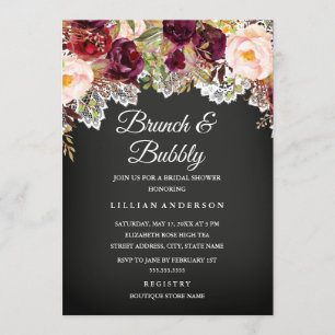 Invitación Ducha Floral De Novias De Brunéi Y Chalkboard Bubl