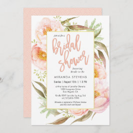 Invitación Ducha floral de novias para melodías rosadas femen