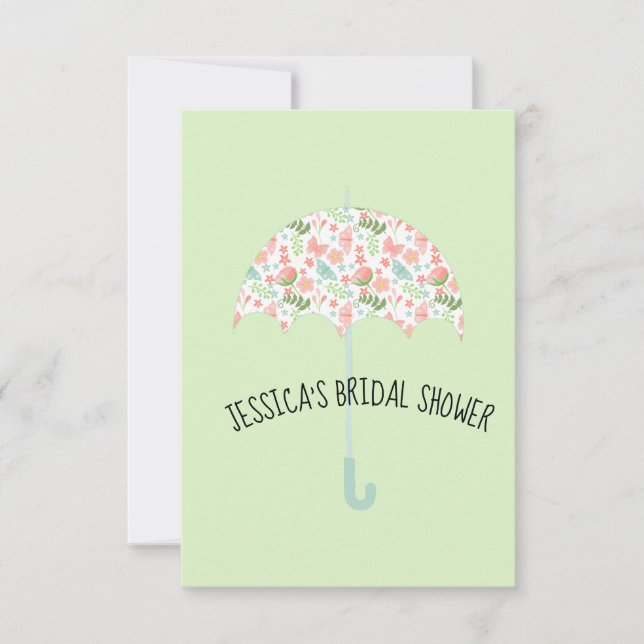 Invitación Ducha Floral de paraguas (Anverso)
