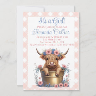 Invitación Ducha floral de vaca Highland