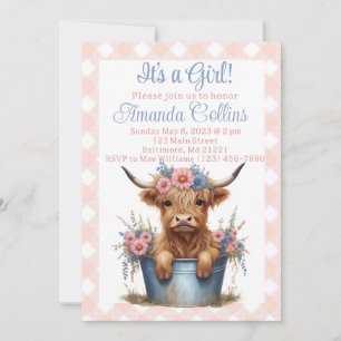 Invitación Ducha floral de vaca Highland