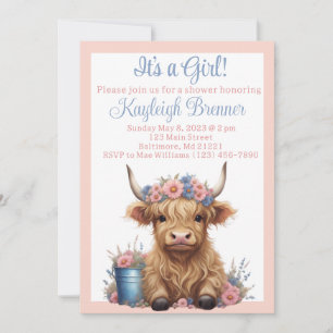 Invitación Ducha floral de vaca Highland