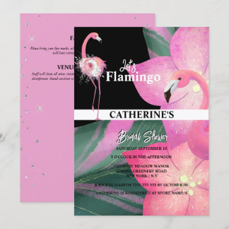 Invitación Ducha floral floral de glam tropical flamenco