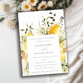 Invitación Ducha Floral Parejas Florales De Color Amarillo Bo