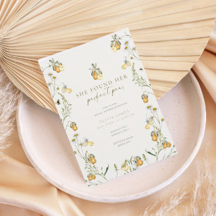 Invitación Ducha floral perfecta de pera con novia