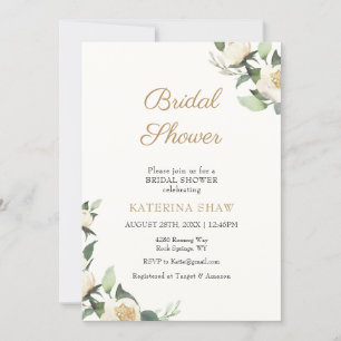 Invitación Ducha floral verde y crema Minimalista