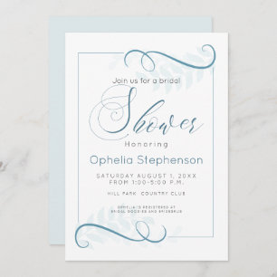 Invitación Ducha Foliage moderno Smokey Blue