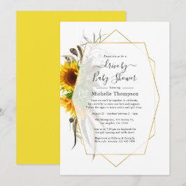 Invitación Ducha geométrica de girasoles de verano al pasar e