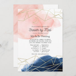 Invitación Ducha geométrica de la marina y Rubor por correo