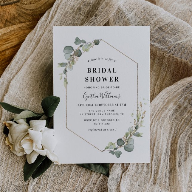 Invitación Ducha geométrica de novia eucalipto verde (Subido por el creador)