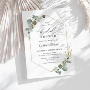 Invitación Ducha geométrica de novia eucalipto verde