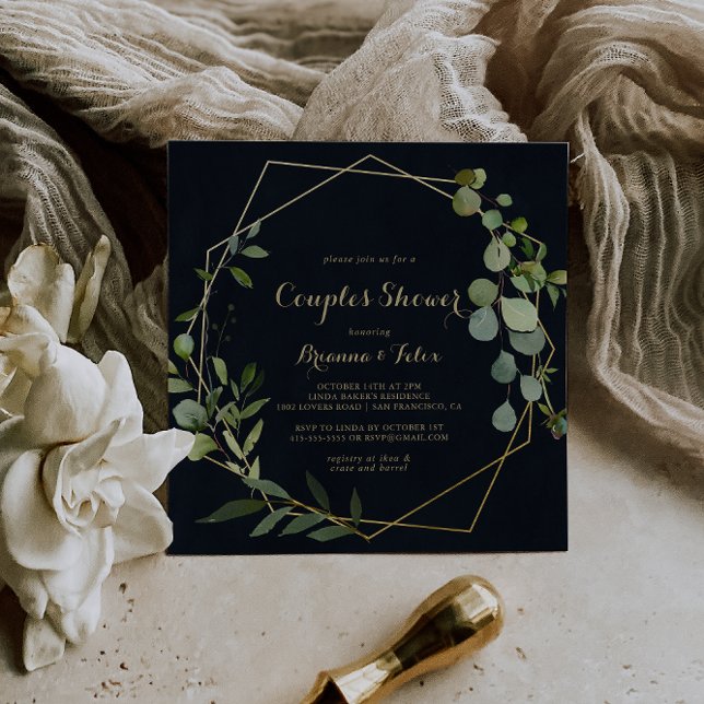 Invitación Ducha Geométrica Gold Blue Green Couples (Subido por el creador)