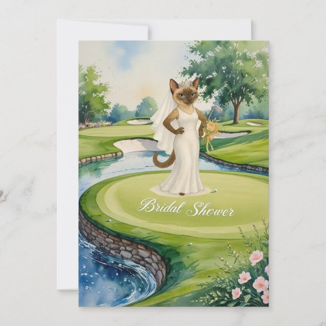 Invitación DUCHA GOLF BRIDAL para golfista Gato Lover (Anverso)
