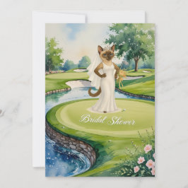 Invitación DUCHA GOLF BRIDAL para golfista Gato Lover