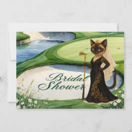 Invitación DUCHA GOLF BRIDAL para golfista Gato Lover