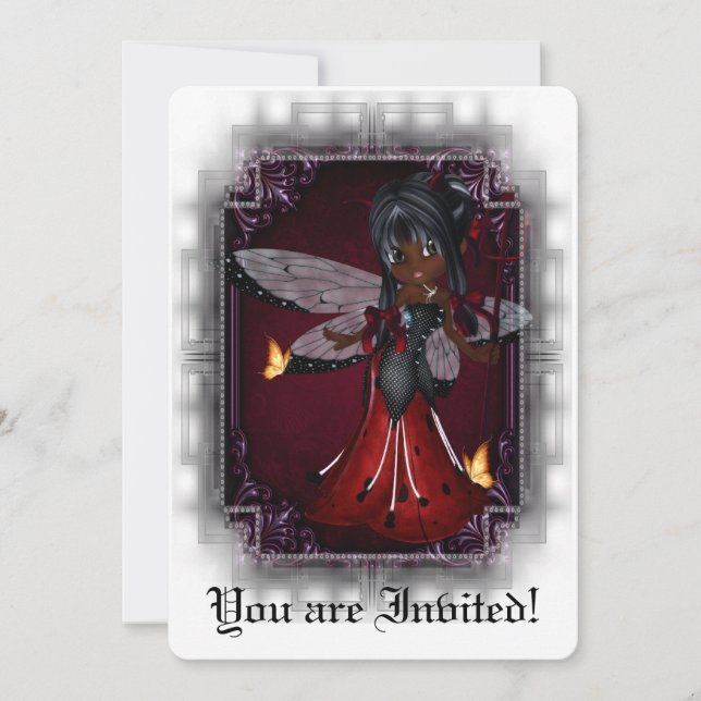 Invitación Ducha Gótica De Novias Invita A La Pequeña Ladybug (Anverso)