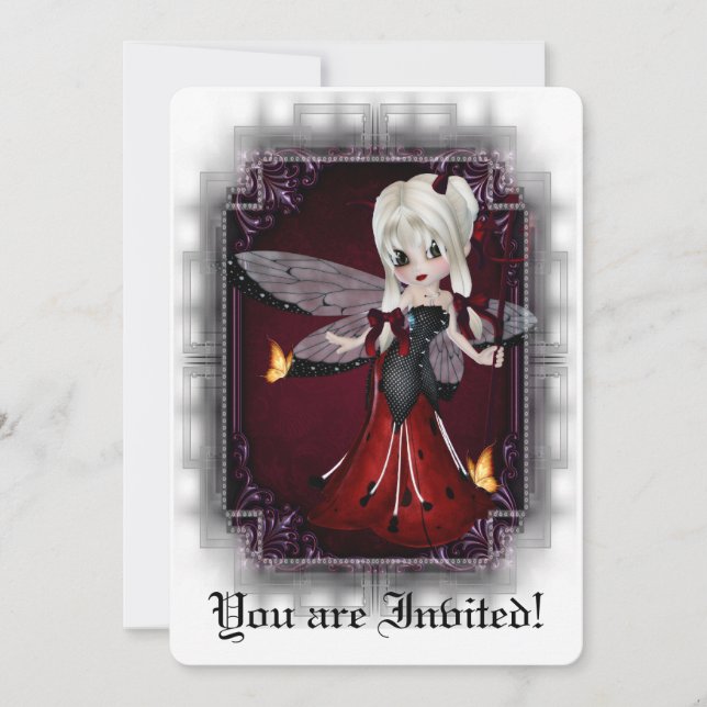 Invitación Ducha Gótica De Novias Invita A Pequeña Ladybug De (Anverso)