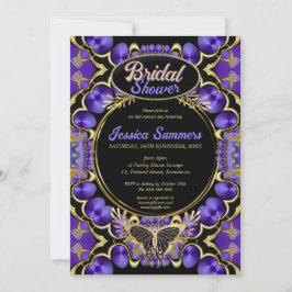 Invitación Ducha gótica única de oro púrpura glam gótica