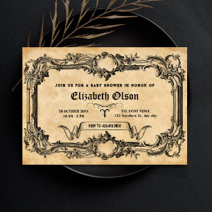 Invitación Ducha gótica vintage