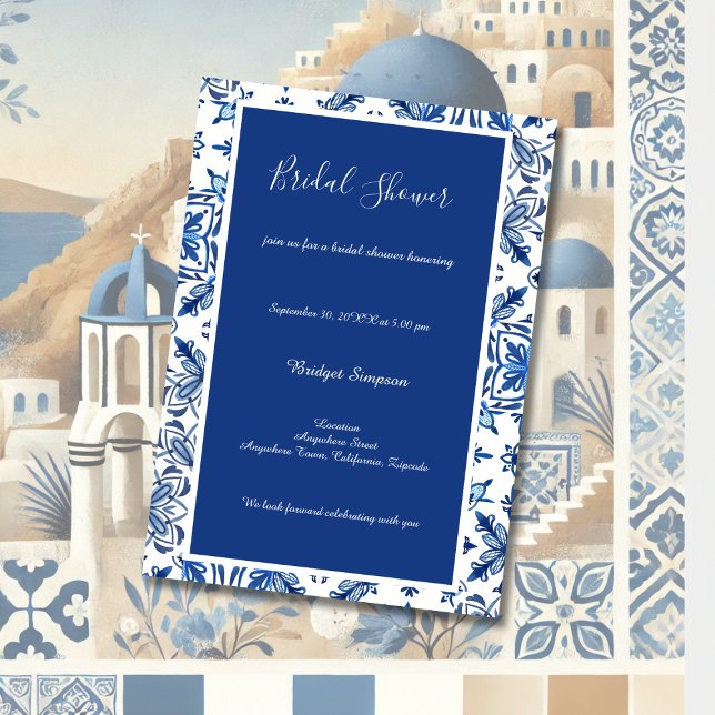 Invitación Ducha griega azul y blanca de novias (Subido por el creador)