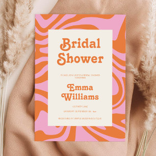 Invitación Ducha Groovy Bridal Retro 70