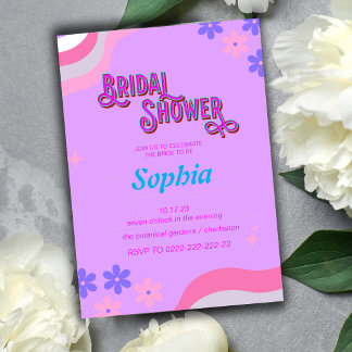 Invitación DUCHA hippie de BRIDAL retro 70