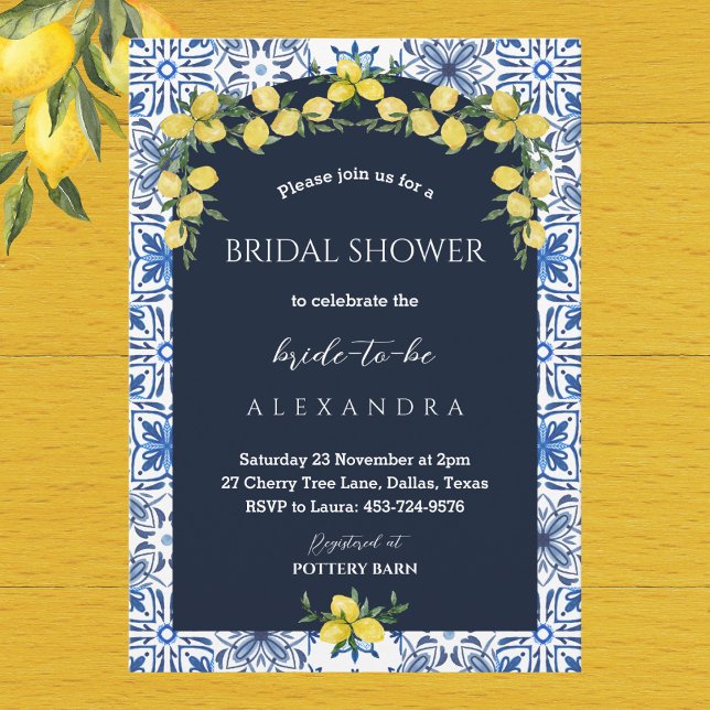 Invitación Ducha italiana azul de limón limón (Subido por el creador)