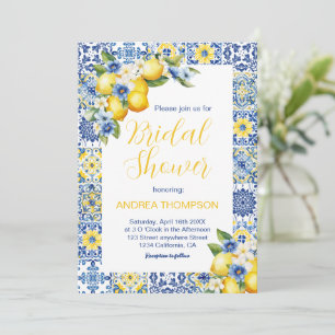 Invitación Ducha italiana mediterránea de mosaico y limón de