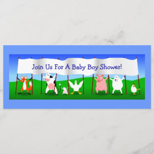 Invitación Ducha linda del bebé de la bandera de los animales