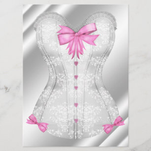 Invitación Ducha Lingerie Corset de arcos rosados blancos de