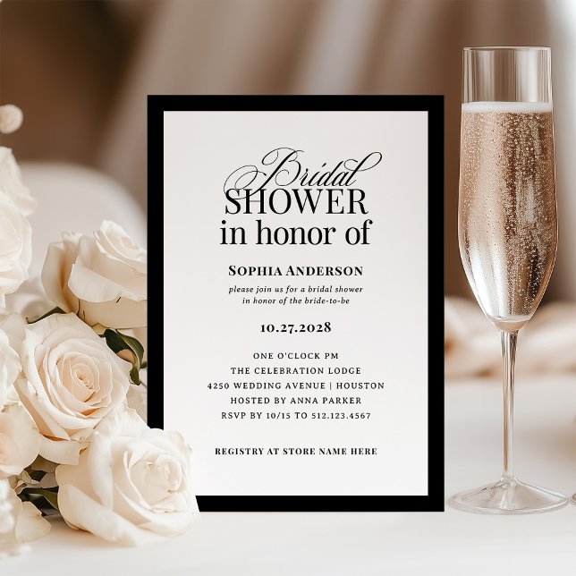 Invitación Ducha lujosa clásica elegante de nubes negras y bl (Subido por el creador)