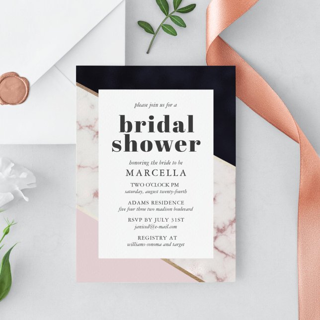 Invitación Ducha marble de Moda moderna (Subido por el creador)