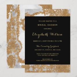 Invitación Ducha marble negra y dorada de novias