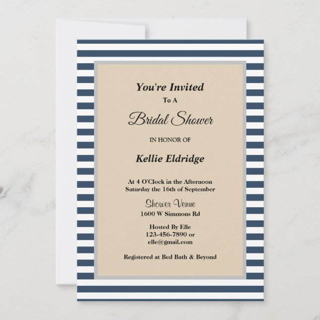 Invitación Ducha marcadamente marcadamente azul (Anverso)