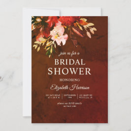 Invitación Ducha mareada de novias con flores de otoño