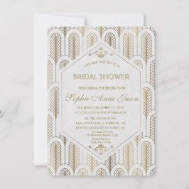 Invitación Ducha marimal de oro blanco Art Deco