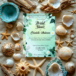 Invitación Ducha marimal fresca de menta y margarita blanca