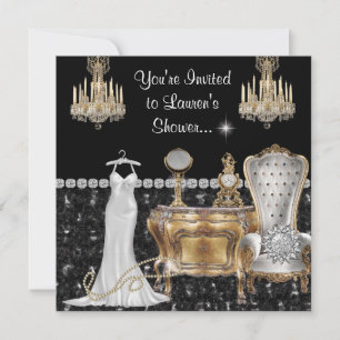 Invitación Ducha marital antigua con bling