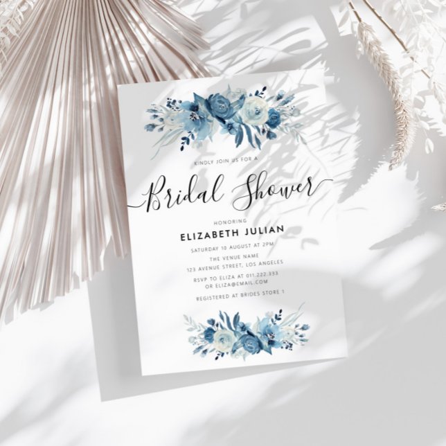 Invitación ducha marital floral azul (Subido por el creador)
