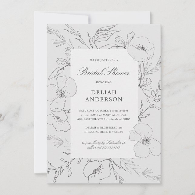 Invitación Ducha marital floral peony (Anverso)