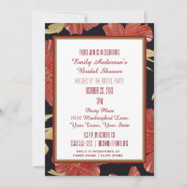 Invitación Ducha marital floral roja vintage
