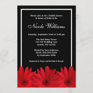 Invitación Ducha marital roja y negra