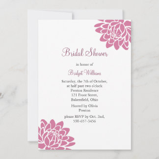 Invitación Ducha marital rosa Lotus (blanco)