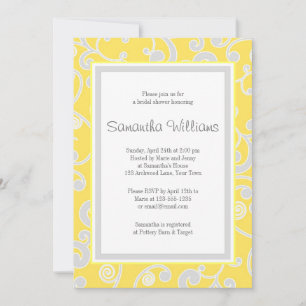 Invitación Ducha marrón amarilla y gris