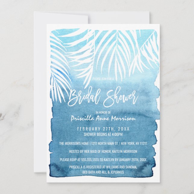 Invitación Ducha marrón azul de oro de la marina moderna (Anverso)