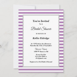 Invitación Ducha marrón/blanca con marco de rayas negras